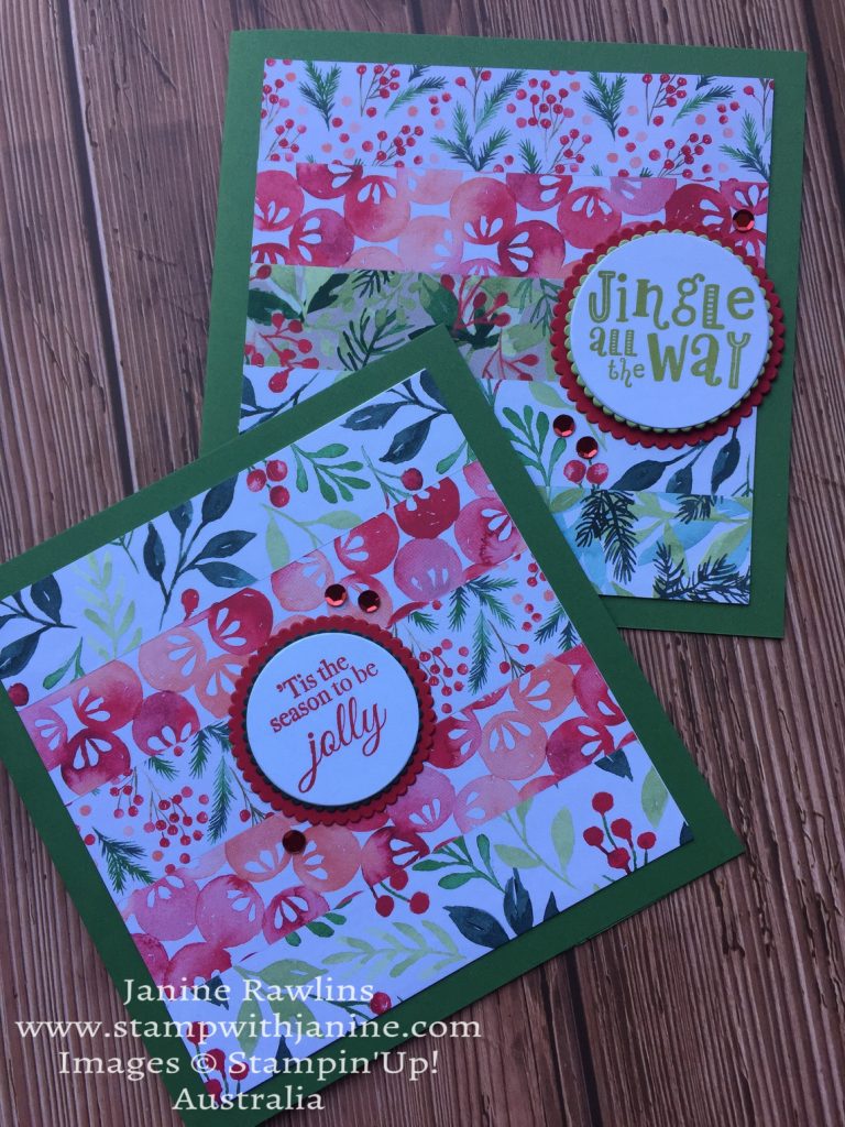 Quick & Easy Christmas cards using Stampin' Up! Painted Season papers